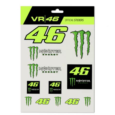 VR46 Valentino Rossi Large Monster Sponsor Sticker Set 20 x 24 cm 2020 - Motorsport Merchandise ...