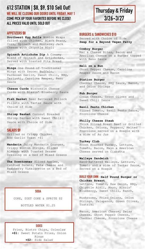 Menu at Blue Oyster pub & bar, Brainerd