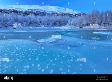 frozen river abisko national park sweden europe winter scenery Stock Photo - Alamy