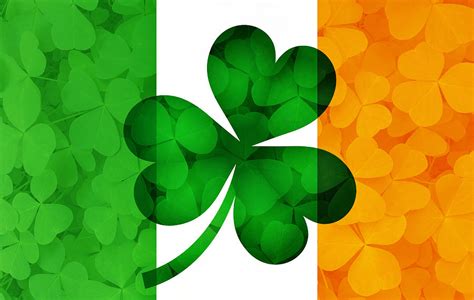 Ireland Flag with Shamrock Leaves Background Illustration Photograph by ...