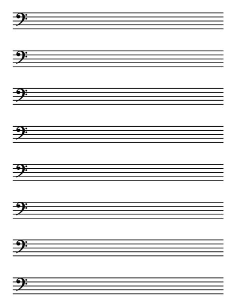 Printable Full-Page Bass Clef Staff Paper | Music worksheets, Music ...