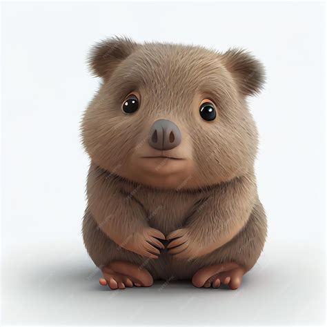 Premium Photo | Adorable baby wombat character isolated on white ...