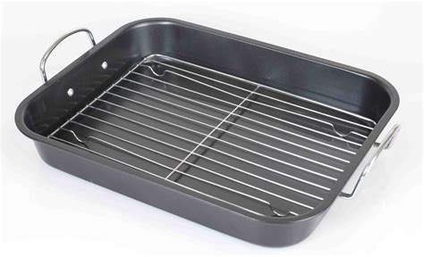 Home Basics Roast Pan with Grill Rack, Grey - Walmart.com