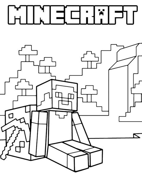 Minecraft: Steve and Minecraft Logo Coloring