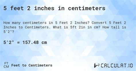 5 feet 2 inches in centimeters - Calculatio