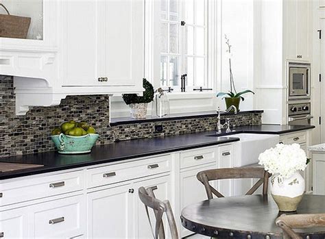 Backsplash for White Cabinets and Black Granite Countertops | Kitchen design, Classic kitchens ...
