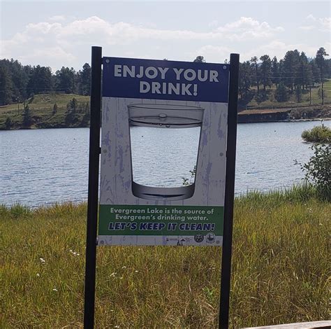 Anti-pollution sign by a lake in Evergreen, Colorado