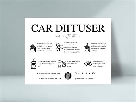 Editable Car Diffuser Care Card Template Car Scent Care - Etsy Hong Kong