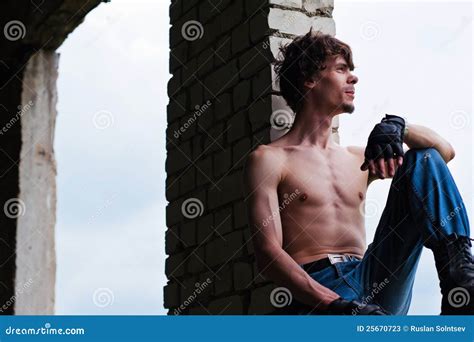 The man at the wall stock image. Image of strong, hopeless - 25670723