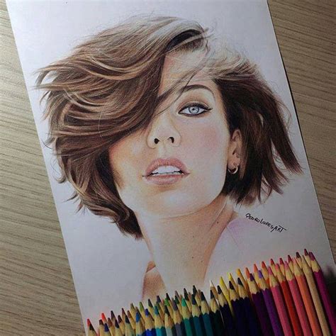 Girl Color Pencil Drawing By Pedrolopesart - Full Image