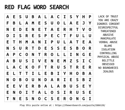 RED FLAG WORD SEARCH Word Search