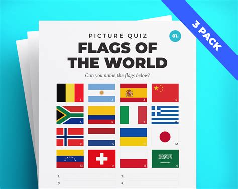 Flags of the World Flag Quiz Learn World Flags Educational Fun Geography School Activity ...