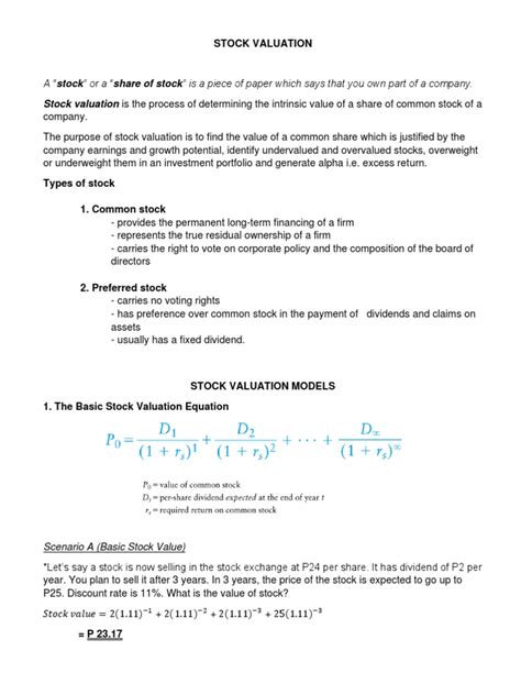 Stock Valuation | PDF | Stock Valuation | Valuation (Finance)