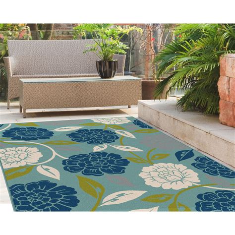 TayseRugs Garden City Aqua Indoor / Outdoor Area Rug & Reviews | Wayfair