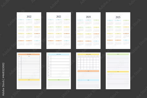 2022 2023 2024 2025 calendar and daily weekly monthly personal planner diary template in classic ...