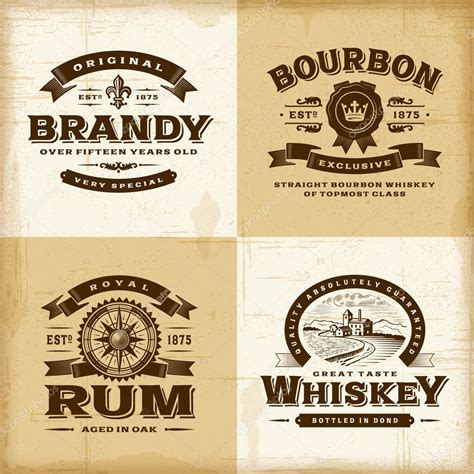 Vintage alcohol labels set Stock Vector Image by ©iatsun #43709105