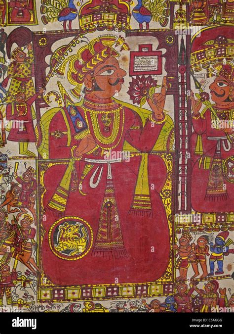 Phadas or folk paintings, Phad painting, Cloth painting displayed in a museum, Madhya pradesh ...