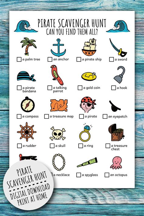 Pirate Scavenger Hunt for Kids, Magical Sea Pirate Treasure Hunt and Pirate-themed Birthday ...