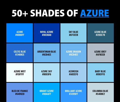 50+ Shades of Azure Color (Names, HEX, RGB, & CMYK Codes) – CreativeBooster