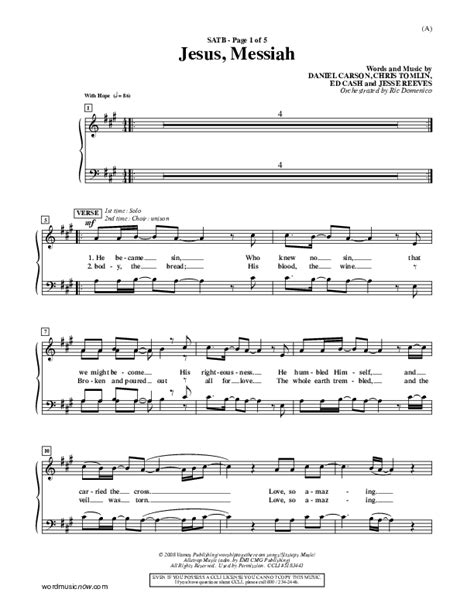 Jesus Messiah Sheet Music PDF (Chris Tomlin) - PraiseCharts