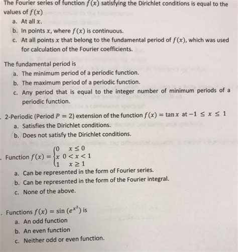 Solved Fourier series of function The values of f(x) f (x) | Chegg.com