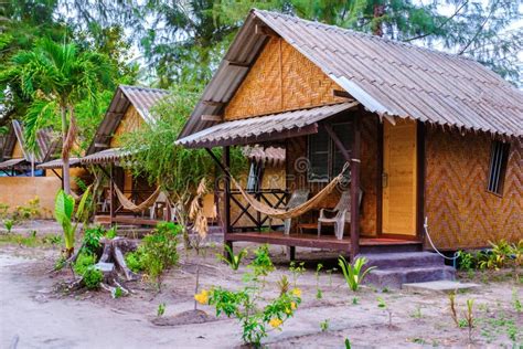 Bamboo Hut Bungalows on the Beach in Thailand Stock Photo - Image of paradise, resort: 275376416