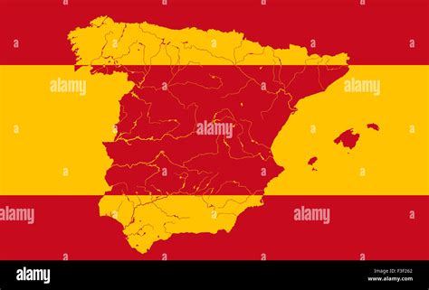 Map of Spain in colors of the Spanish flag. Colors of flag are proper ...