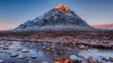 Scotland Snow Mountain Peak Sunset River Preview | 10wallpaper.com