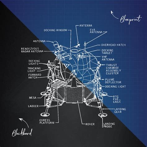 Apollo Lunar Module Diagram Art Print Includes Lunar Lander | Etsy