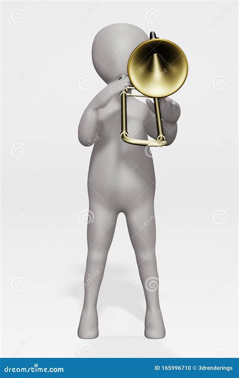 Render of Cartoon Character with Bass Trombone Stock Illustration - Illustration of deep ...