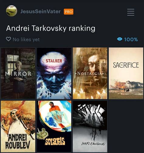 I've just watched every Tarkovsky film over the last few weeks. What's ...