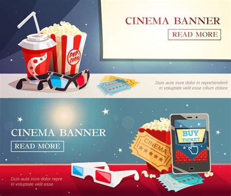 Free Vector | Cinema entertainment flat horizontal banners