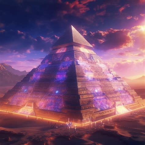 Premium AI Image | Lost ancient super advanced civilization building Giza pyramids with super ...