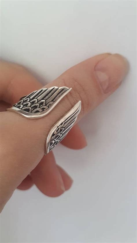 Angel Wings Sterling Silver ring statement ring boho jewelry | Etsy