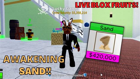 AWAKENING SAND FRUIT- LIVE BLOX FRUITS!! - YouTube