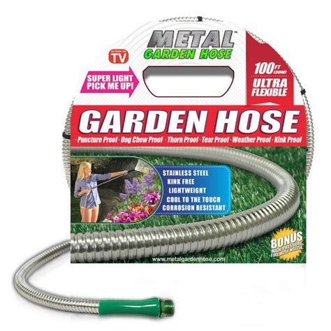 Deluxe 3/8 in. x 100 ft. Stainless Steel Metal Garden Hose 00395 - The ...