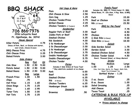 BBQ Shack Menu, Menu for BBQ Shack, Fort Oglethorpe, Dalton - Urbanspoon/Zomato