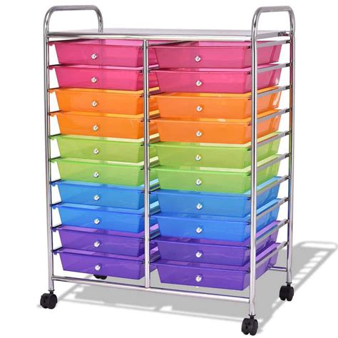 Boyel Living 20 Plastic Drawers Multi-Color Storage Rolling Cart Studio Organizer HYSN-56501RB ...