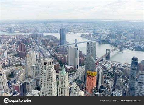 Aerial View Manhattan Brooklyn Bridge New York Usa Stock Photo by ...