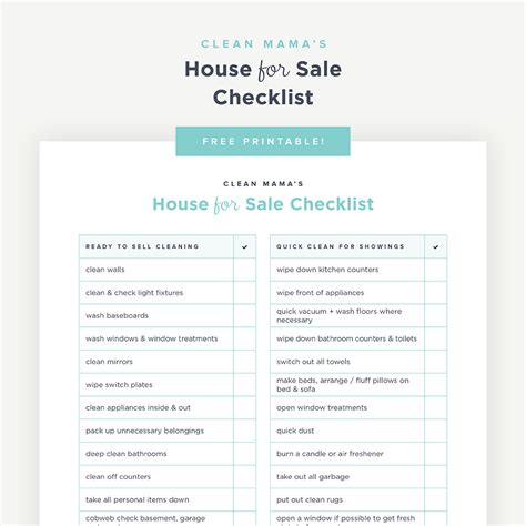 Free Printable Home Selling Checklist