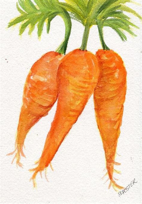 Carrot Watercolor Painting Original Vegetable 5 X 7 Small - Etsy ...