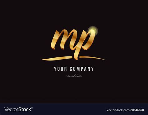 gold golden alphabet letter mp m p logo combination design suitable for a company or business ...