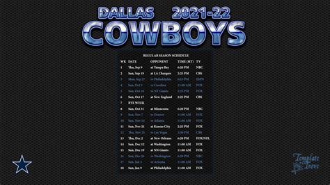 2021-2022 Dallas Cowboys Wallpaper Schedule