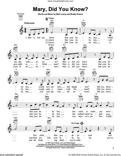 Printable Mary Did You Know Sheet Music