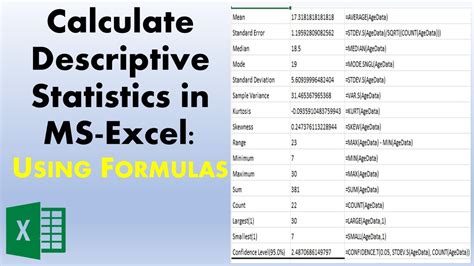 Calculate Descriptive Statistics Using Excel Formulas | Perform descriptive statistics in Excel ...