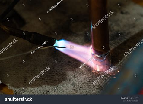 Copper Soldering Installation Process Soldering Copper Stock Photo ...