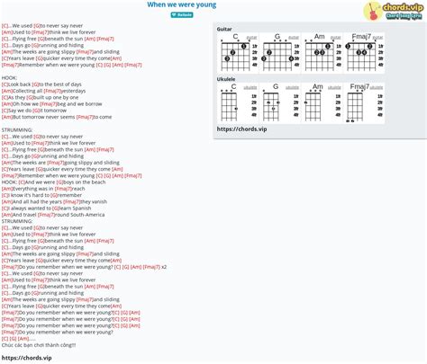 Chord: When we were young - tab, song lyric, sheet, guitar, ukulele | chords.vip