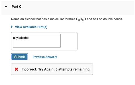 Solved Name an alcohol that has a molecular formula C3H6O | Chegg.com