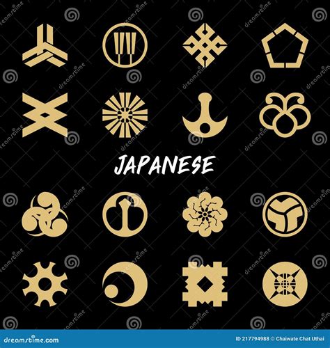 Traditional Japanese Symbols and Patterns Stock Vector - Illustration ...