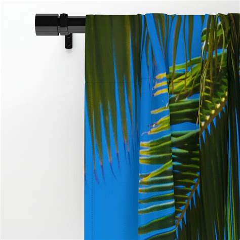 Palm leaves over ocean window curtain, blackout curtain, sheer curtain, nautical curtain, beach ...